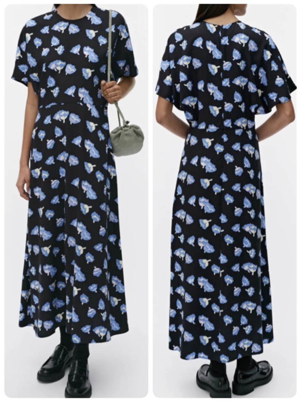 NWT New Marimekko Heleä Suitsuke Dress Maxi Midi Blue Floral Size 38